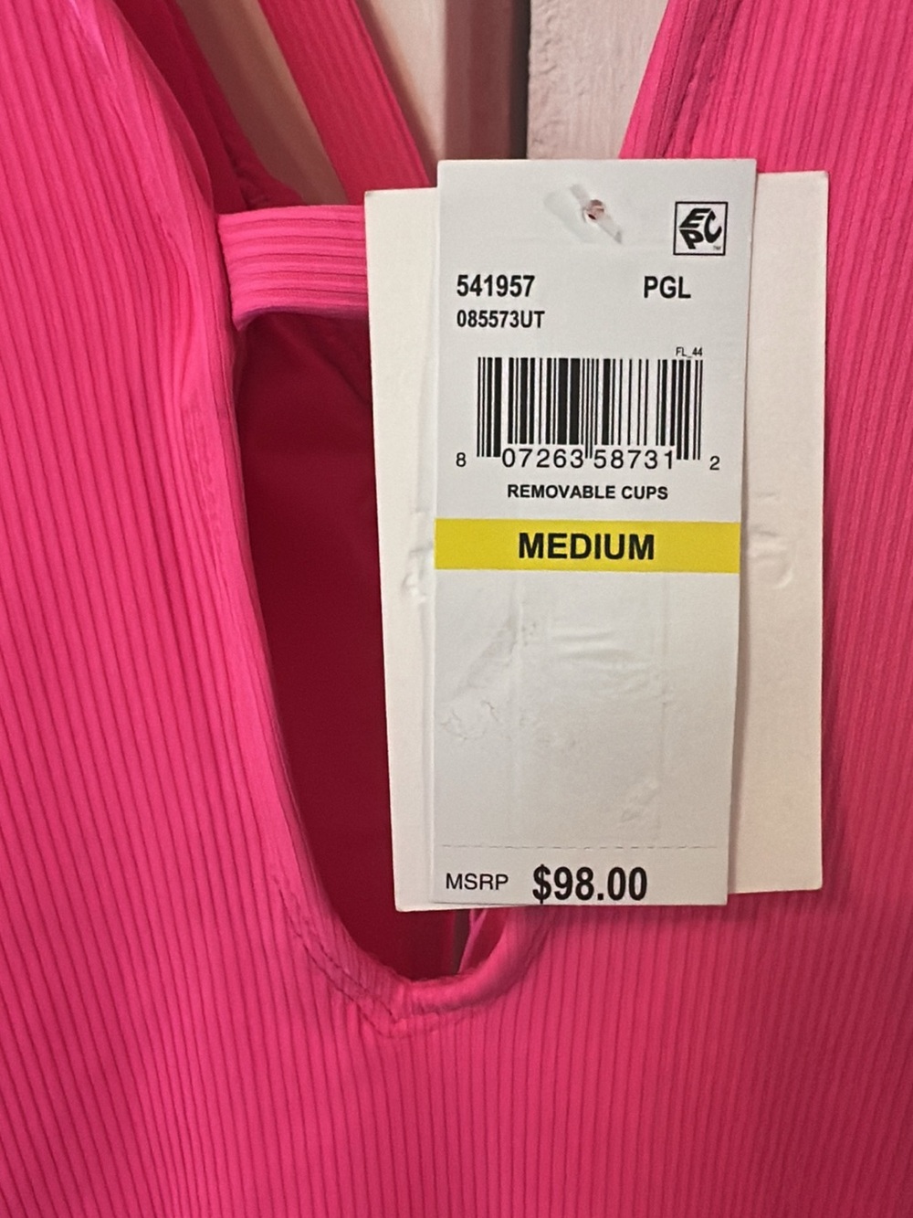 BECCA Vibrant Pink Ribbed One-Piece Swimsuit - Picture 3 of 3